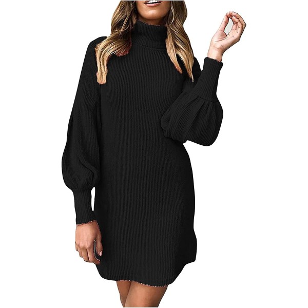 Acsergery Højhalset sweaterkjole til kvinder Udsalg Dame Casual Elegant Efterår Vinter Lige Gave
