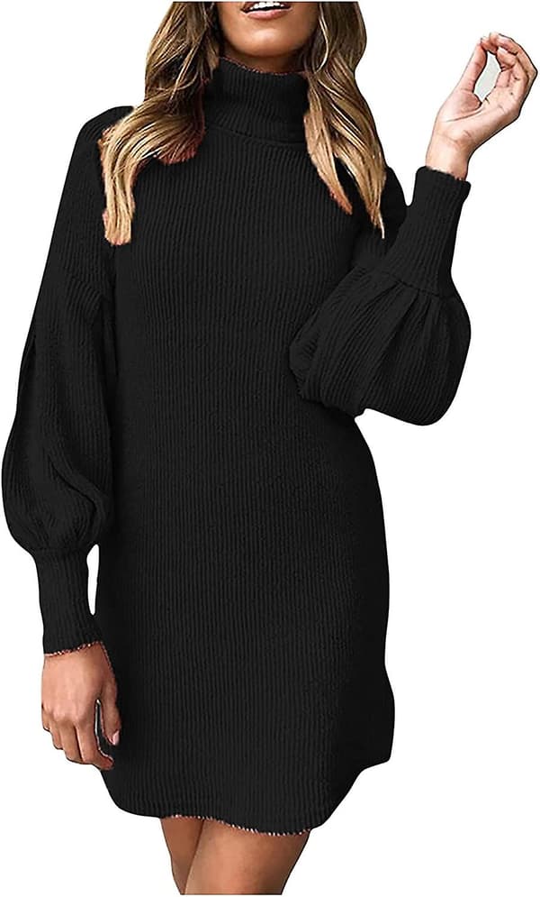 Damklänning Acsergery med Hög Hals, Rea, Casual Elegant Höst Vinter Rak Modell, Present