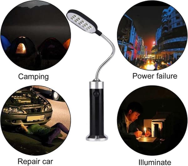 Set med 2 LED-grilllampor - 360° flexibel magnetisk bas - Svanhals - Superljus magnetisk bas