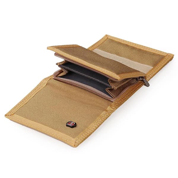Herr Trifold Slitstark Canvas Plånböcker Kontanter Myntficka Kortväska