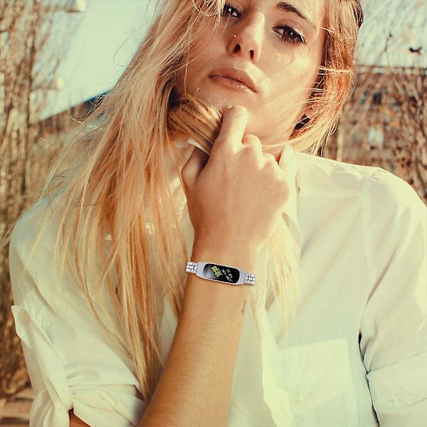 Udskiftningsarmbånd Rhinestone Urrem til Samsung Smart Watch Fit2 Silver