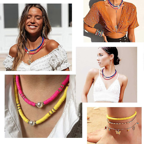 Heishi Leireperler 3000 stk Blå 6mm Vinylskiveperler Flate Runde Håndlagde Polymerleireperler for Hawaiianske Øredobber Choker Ankelarmbånd Halskjede Smykke