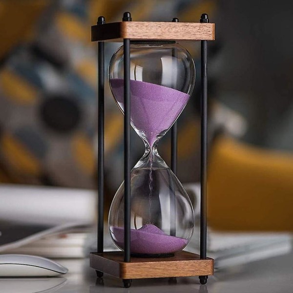 Träbotten fyrkantig glas timglas 60 minuter Intressant tid Timer Hem prydnader Kök timglas timme Meter