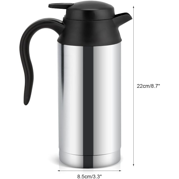 Elektrisk vattenkokare för bil, 750 ml vattenkokare uppvärmningskopp kaffekopp resevattenflaska snabb uppvärmning för camping båt lastbil - BPA-fri