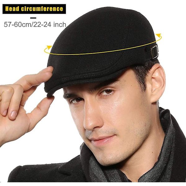 Flat Beret Lue for Menn Justerbar Flat Hatt Høst Vinter