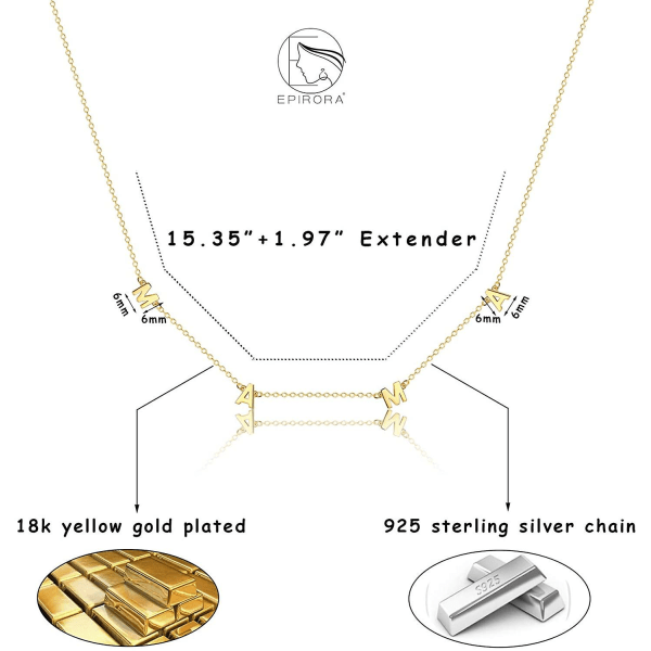 Halsbandspresenter till mamma Sterling Silver Personligt halsband 18k guld Mama bokstavshänge