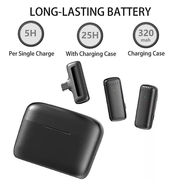 2 stk. Trådløs Mikrofon med Mottaker Lydopptak Mini Lightning Type-C Lavalier Mikrofon Lightning