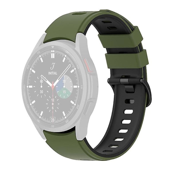 Kaksivärinen silikoniranneke Galaxy Watch4/5/6 40mm 44mm/Watch6 Classic 43mm 47mm/Watch 5 Pro 45mm Army Green Black