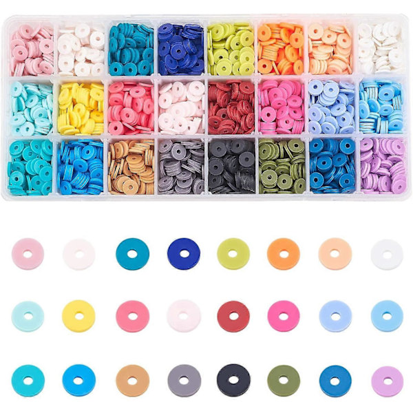 4500 st 24 Färger 8mm Vinyl Skivpärlor Platta Runda Handgjorda Polymerlera Pärlor