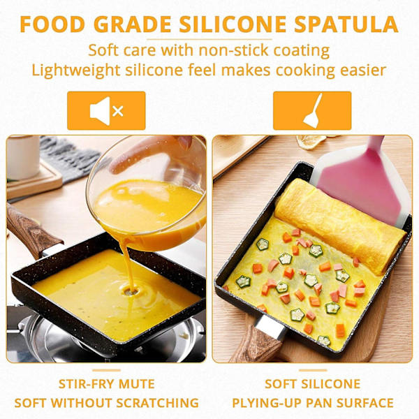 Silikonspatel pannkaksspade omelettspatel vändare för ägg fisk pannkaka pizza och biff bred mjuk pizzaspade non-stick värmebeständig kök Pink * Green Large