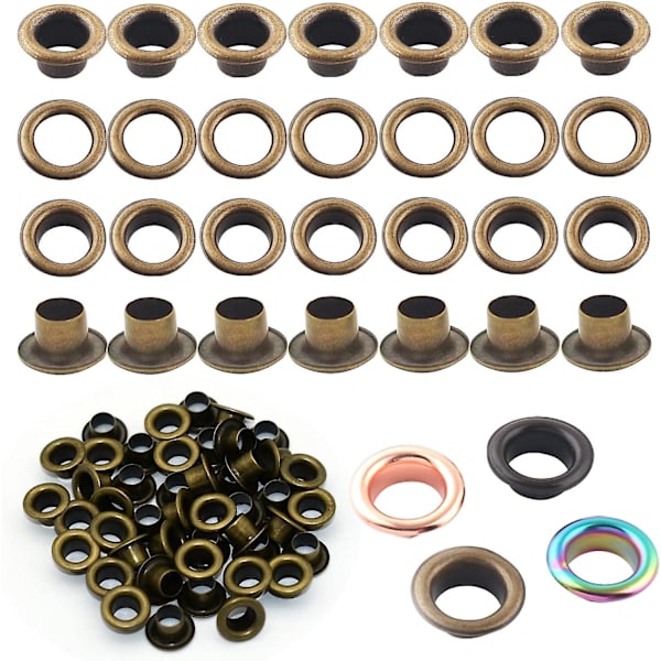 Metall Öglor Hål Kit Metall Öglor Öglor 200 Set Ögleverktyg Kit För Läderkläder Bälte (brons 5 Mm)