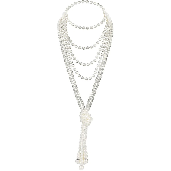 Vintage Pärlhalsband Faux Pärlhalsband Flapper Pärlor Kluster Långt Halsband För Gatsby 1920-tals Tillbehör För Kvinnor