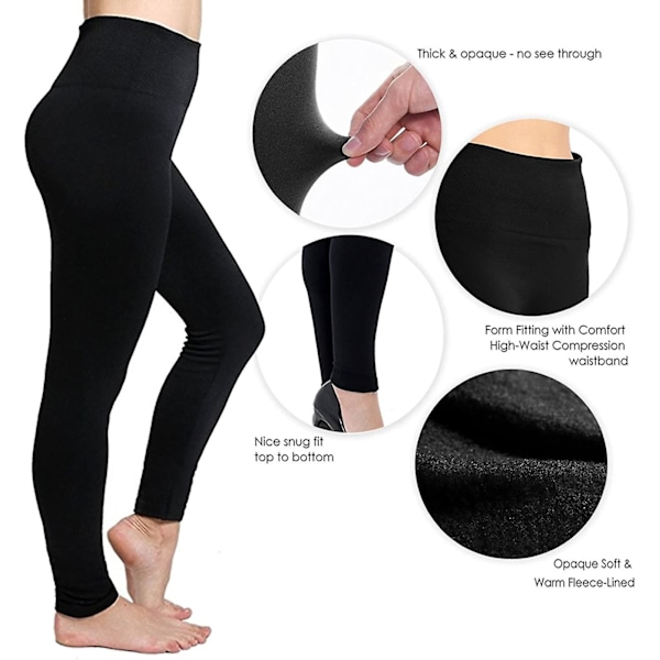 Althee Fleecefodrade Leggings för Kvinnor Hög Midja Termiska Leggings Bomullsfria Sömlösa Vinter S-2xl XL