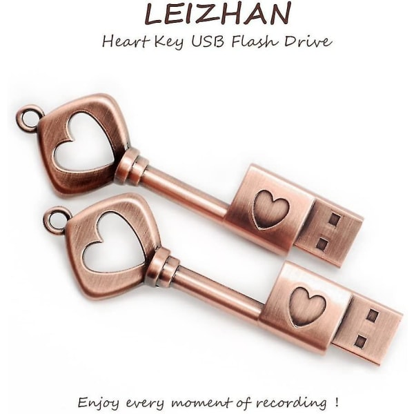 Kärleksknut Flash-enhet Hjärtformad USB tumdrivning Metal Zip Drive Retro Födelsedag Bröllopspresent Datalagring Foto Stick För Familj,barn,vänner,studen 32GB Love Key