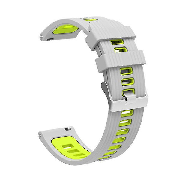 20mm Silikon Sportrem For Samsung Galaxy Watch6 40/44mm/Watch 4/5 40/44mm /5 Pro 45mm Dobbelt Farge Grey  Green