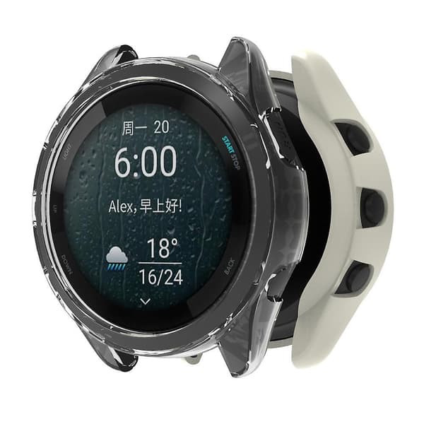 För Garmin Forerunner 265S TPU-klockfodral ihålig anti-scratch klockram Transparent Blue