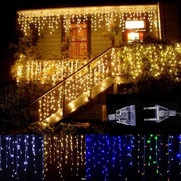Led fönstergardin ljusslinga, inomhus utomhus bröllopsfest dekoration Warm white 5*0.6
