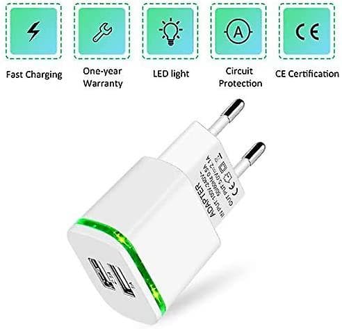 Usb-väggladdare, 2-pack 2.1a 5v 2-portars universell LED-strömförsörjningsadapter