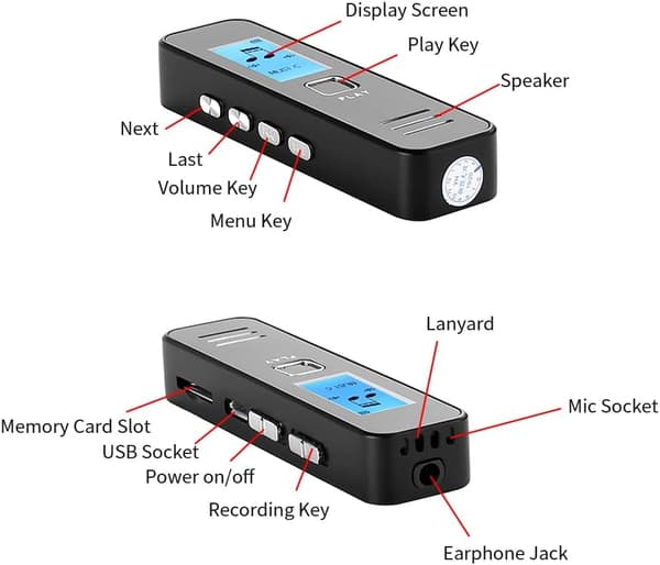 Digital Röstinspelare Audio Diktafon MP3-spelare USB Flash-disk för Möten