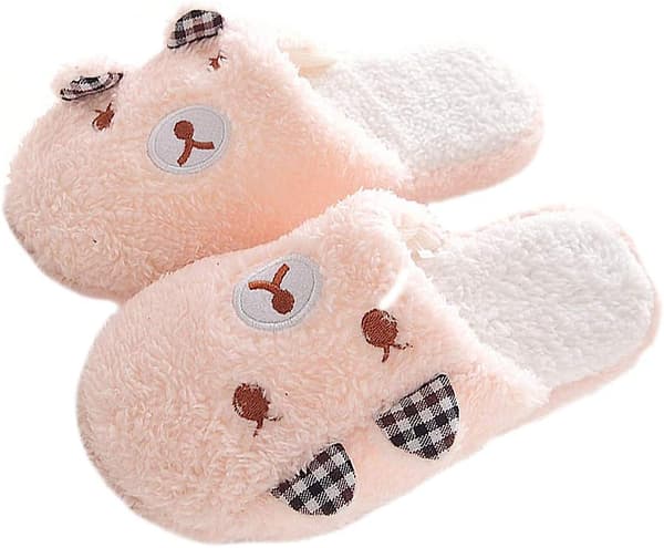 Dam- och herrtofflor, varma inomhus- och utomhusplyschfoder, halkfria tofflor 1pink Bear 4.55
