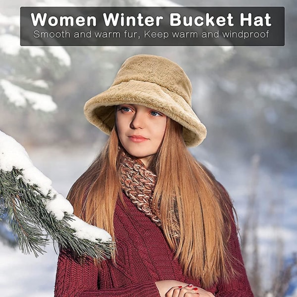 Winter Bucket Hat - Fluffy Fisherman Hat Fuskpäls Hat Fuzzy Furry Warm Hat