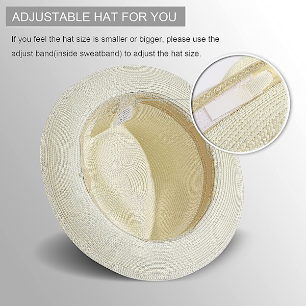 Herre Dame Strå Foldbar Rulle Hat Fin Flet Fedora Sommer Strand Solhat Style 1