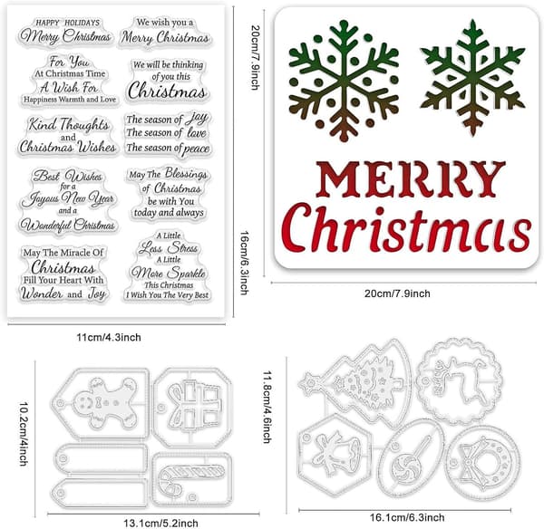 Julesentimenter Stempler, Die og Stencils Sæt - Kortfremstilling og Scrapbooking Kit