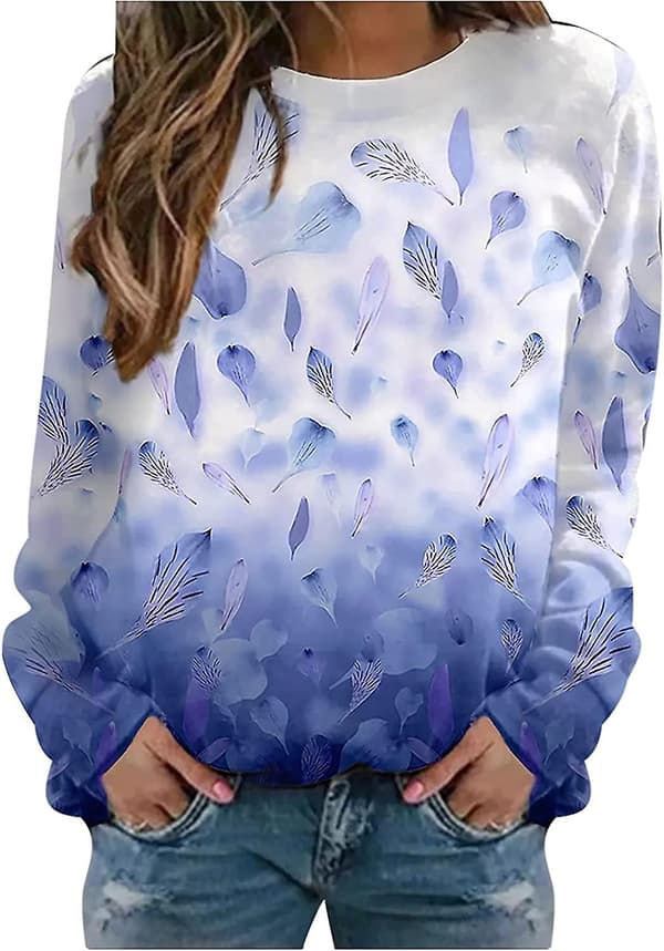 Dame Sweatshirt Rund Hals Print Langærmet Sweatshirt Casual Bluse Pullover