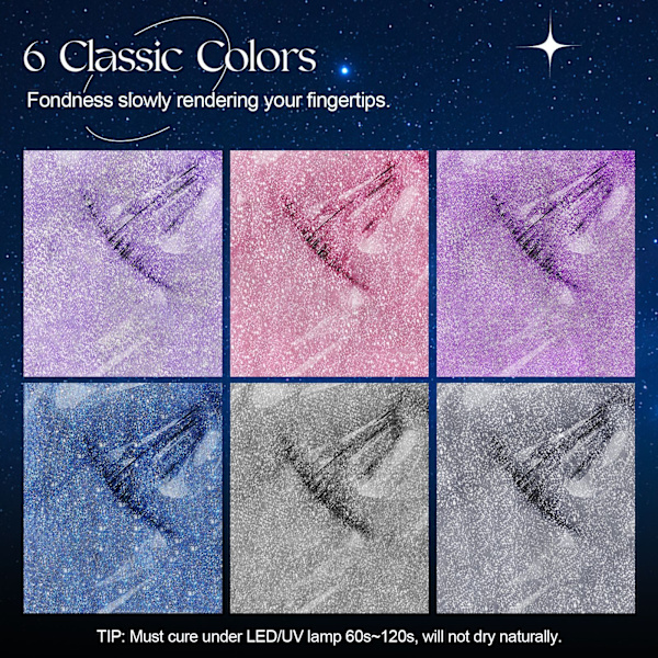 UV-gellack Pastel 6 x 7 ml Shellac Semipermanent Nagelfärg Set, Hemma-Style Nagelstudio Design Nagelsmyckesset