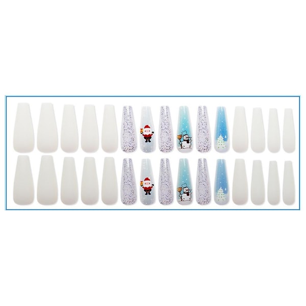 Xmas Fake Nails Snowflake Stripe Nail Christmas False Nails för kvinnor och flickor style 2