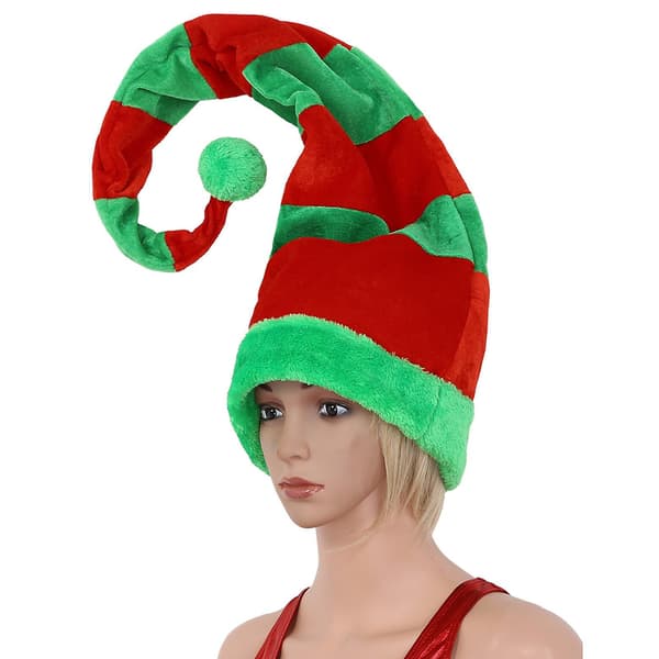 Sztxj Jule Elf Hat, Lang Stribet Filthat Til Børn Voksne