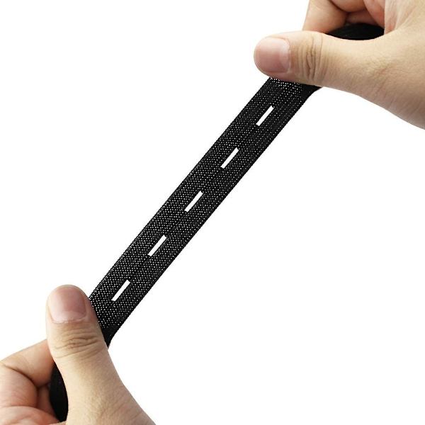4 ruller elastikbånd med huller elastikbånd knap elastiske knaphuller syning elastikbånd med knaphul og 100 stk. 18 mm sorte harpiksknapper (sort