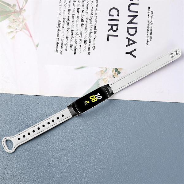 Blød urrem i okselæder til Samsung Galaxy Fit SM-R370, dobbelt nitterem, sort stik White