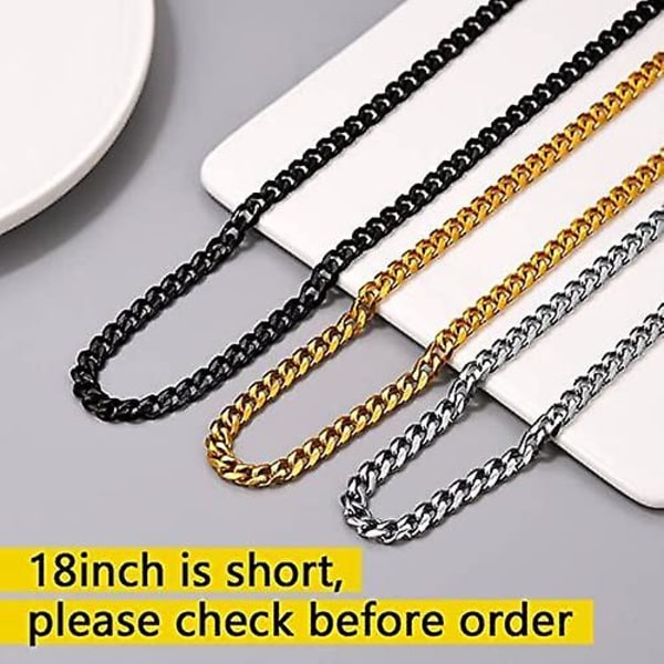 Miesten tukeva kuubalainen ketjukaulakoru, acsergery 3/6/9/12mm, acsergery 14\" 18\" 20\" 22\"