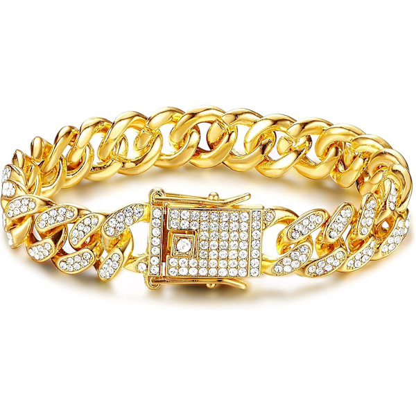 Cuban Links Kæde 13mm Iced Out Cuban Link Halskæde Guld Sølvbelagt Halskæder Kæde Diamantkæde Hip Hop Smykker Gave