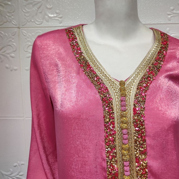 Eid Abaya Tyrkisk Islamsk Bekledning For Kvinner Pink S