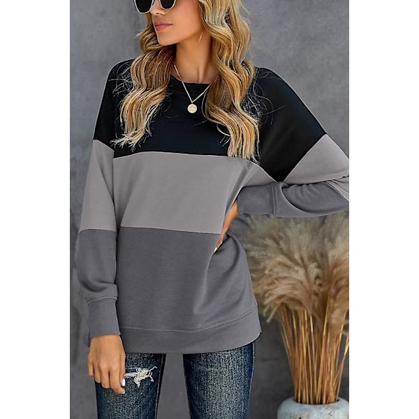 Løs Crew Neck Pullover Sweatshirt med Lange Ærmer til Damer