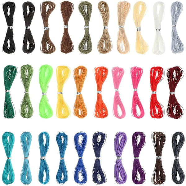 30 Farver 1 mm Vokset Snor Perletråd Til DIY Macrame Halskæde Armbånd Smykkefremstilling