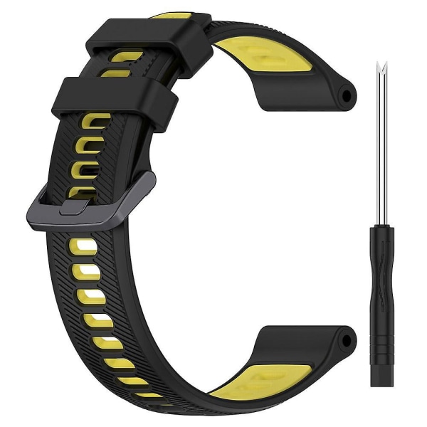 22mm Twill Tofarget Håndleddsrem Silikon Klokkereim For Garmin Forerunner 965/955/945/935/745 Black Yellow