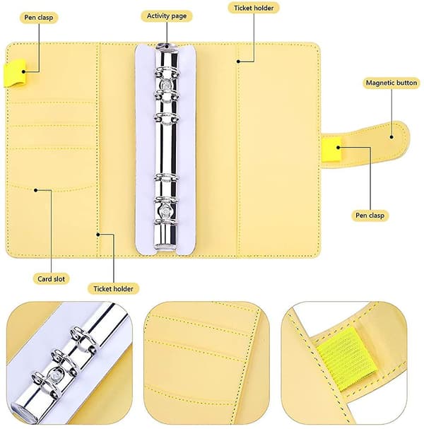 A6 PU Læder Notesbog Binder, 3 stk. Genopfyldelig 6 Rings Binder Løse Blade