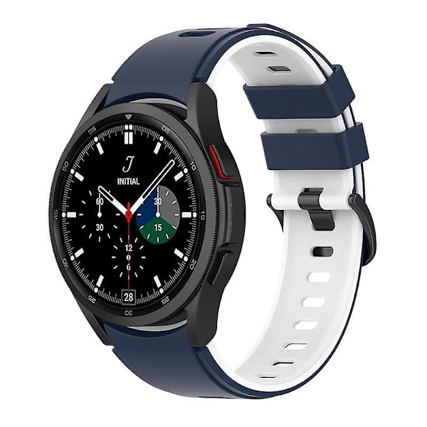Silikonarmband för Samsung Galaxy Watch6 40/44mm/ Watch6 Classic 43/47mm/Watch 4/5 40/44mm Midnight Blue  White