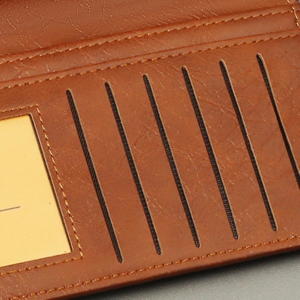 Herr lång plånbok kreditkortshållare RFID-blockerande bifold slim PU-läder plånbok Brown