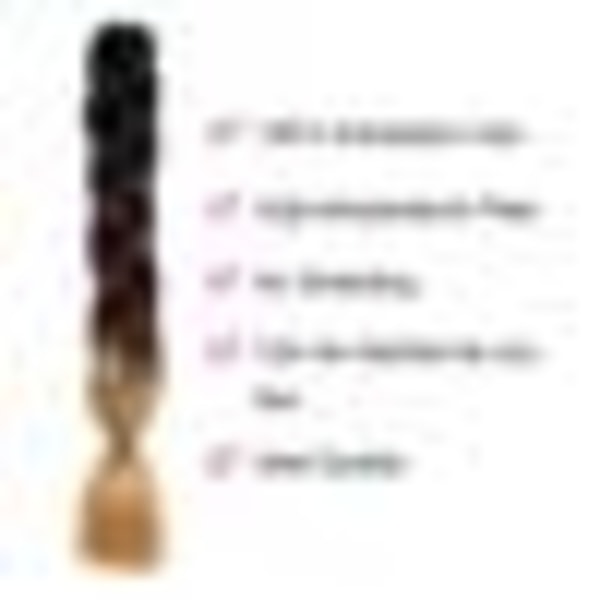 3 nippua valmiiksi venytettyjä punontahiuksia, jumbo-virkkuukoukkuletit, 60 cm pitkät värikkäät letit, box braids -virkkuukoukkuletit F
