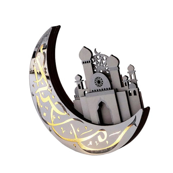 15 % rabatt Mubarak Ramadan Eid Moonlight Night Light, klassisk muslimsk islamisk Eid hantverkslampa Silver