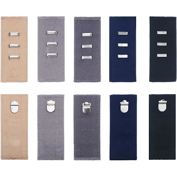 10 Stykker Bukseforlengere med Metallkrok for Bukser, Jeans, Trousere og Skjørt for Graviditet, Mødre, Kvinner, Menn, Jeans, Bukser