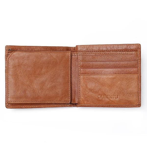Herr Magnetproof Äkta Läder Plånbok Tri-fold Crazy Horse Textur Brown