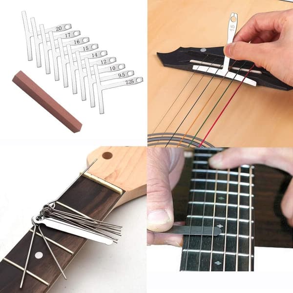 72-dels Gitarrverktygssats, Professionell Gitarrreparation och Underhållssats med Gitarrsträngar, Plektrum, Bryggpinnar, Mätare, Gitarrtillbehör, Present