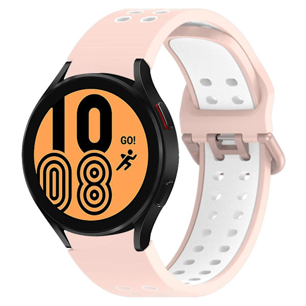 20mm Silikonarmband för Samsung Galaxy Watch 5 40mm/44mm/5 Pro 45mm med dubbelhåls spänne Pink    White