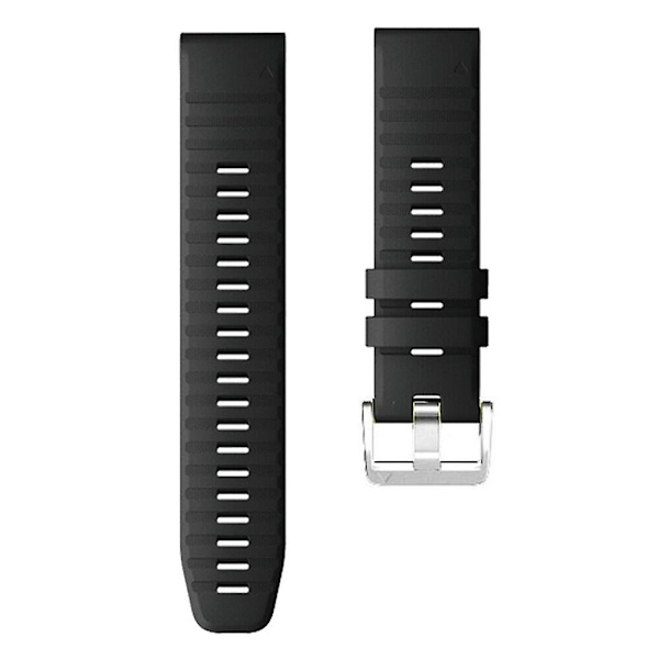 För Garmin Tactix 7 Pro/Fenix 7X/Fenix 6X Pro 26mm Silikonklockarmband med stålspänne Black