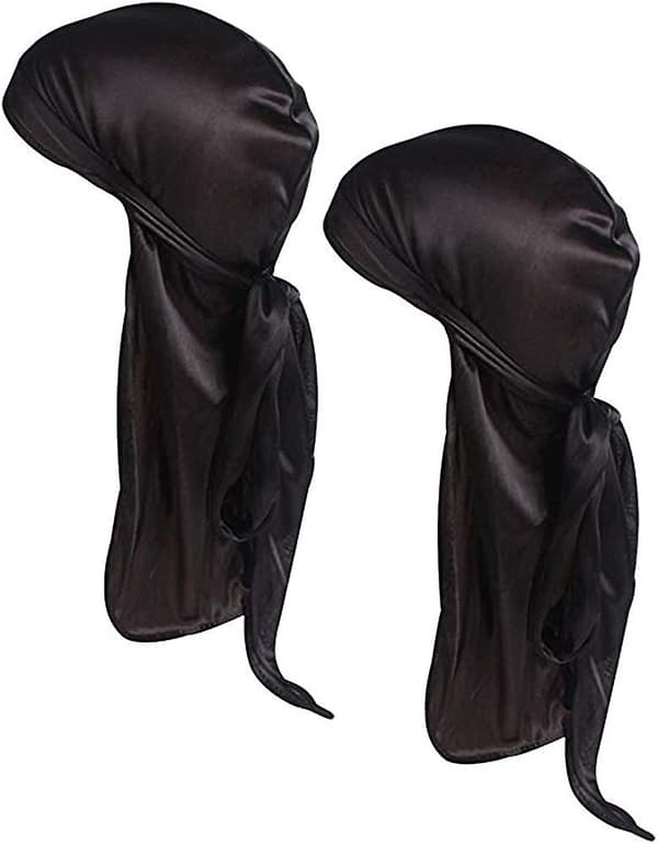 Satin Silke Hode Wrap Durag Lang Hale Beanies For Acsergery Menn Kvinner Hodeplagg Lue 2 stk Gave